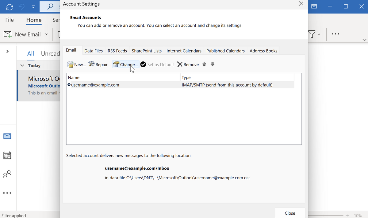 Account Settings - Email Accounts